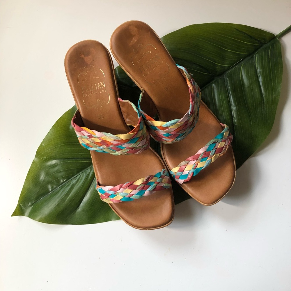 MADE IN ITALY. WOVEN RAINBOW WEDGES